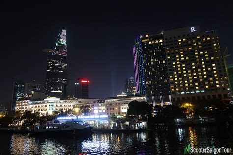 Dinner-cruise-Indochina-Junk-nice-view-of-saigon-at-night-from-Saigon-River - Scooter Saigon Tours