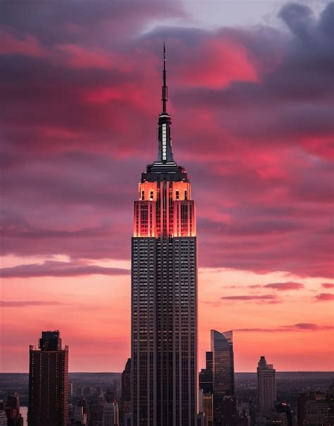 Free AI Image | Empire state building at sunset