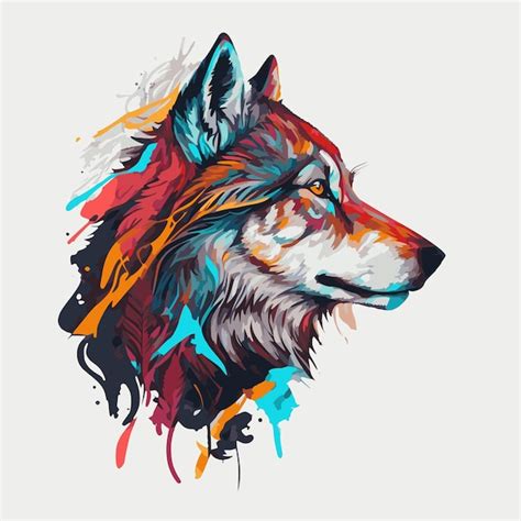 Premium Vector | Wild colorful wolf portrait, wpap, pop art, abstract style