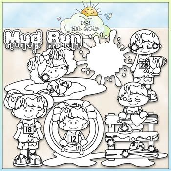 Mud Run Clip Art - Mudder Kids Clip Art - CU Clip Art & B&W by Digi Web ...