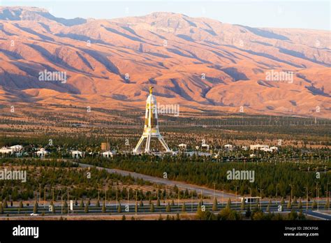 Kopet Dag Mountain Range and Neutrality Monument in Ashgabat ...