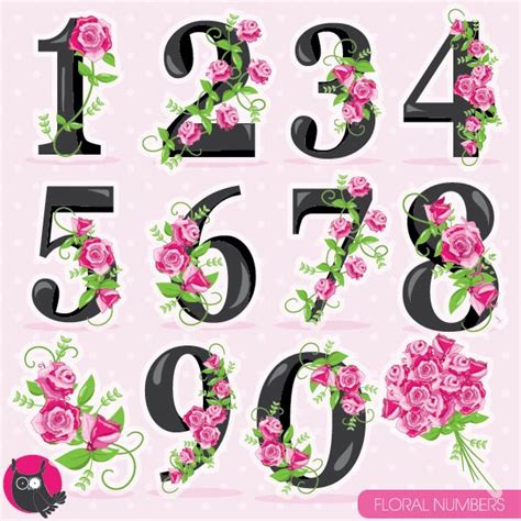 Floral numbers clipart [CL957] - $0.99 | Clip art, Image paper, Wedding ...