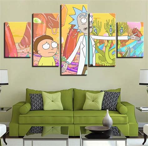 Rick And Morty 25 – Cartoon 5 Panel Canvas Art Wall Decor – Canvas Storm