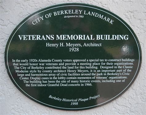 Berkeley Historical Plaque Project – Veterans Memorial Building