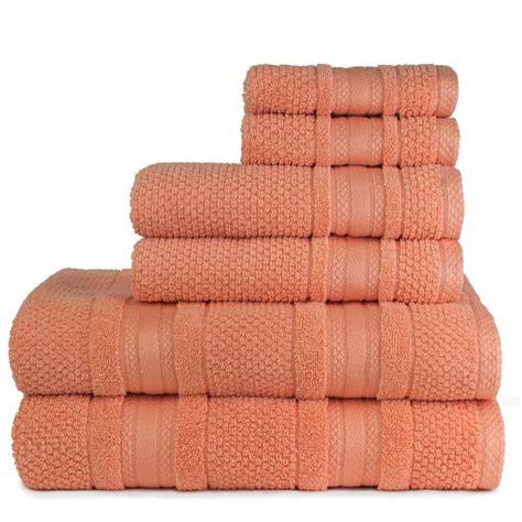 Grace 6 Piece Bath Towel Set in Peach Pink - Walmart.com - Walmart.com