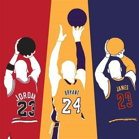 Kobe Bryant Michael Jordan LeBron James Tribute Art Wall Poster POSTER 20x30 ...