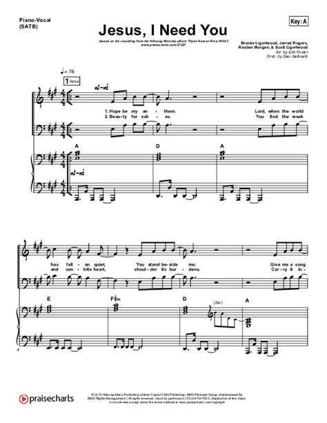 Jesus I Need You Sheet Music PDF (Hillsong Worship) - PraiseCharts