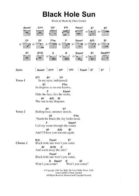 Black Hole Sun by Soundgarden - Guitar Chords/Lyrics - Guitar Instructor