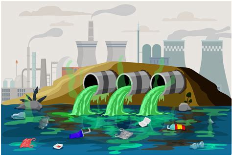 Water pollution an environmental disaster concept vector illustration ...