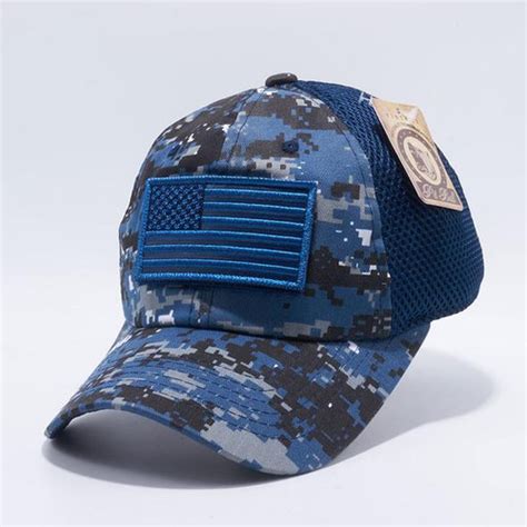 US Flag Velcro Patch Micro Mesh Hats [Navy D.Camo] | lonestarherogear