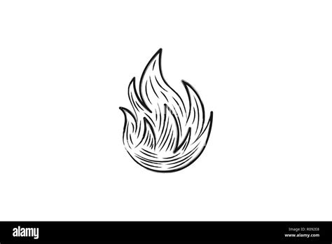 Hand drawn Fire Logo Designs Inspiration Isolated on White Background ...