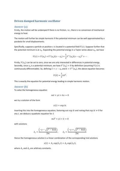 Driven damped harmonic oscillator