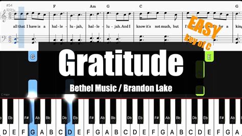 🎹Bethel Music / Brandon Lake - Gratitude (Key of C) | Sheet + Lyrics + Chords Piano Easy ...