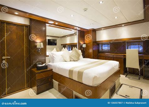 Yacht Interior Bedroom stock image. Image of bedding - 136037807