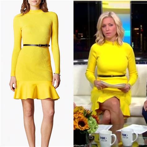 Ainsley Earhardt Yellow Peplum Hem Dress | Yellow knit dress, Peplum ...