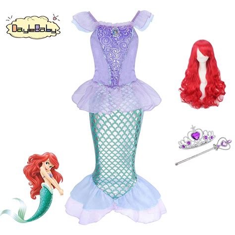 DAYLEBABY Little Mermaid Princess Ariel Costume Girl Dress up Fancy Linda Dress Shiny Sequin ...