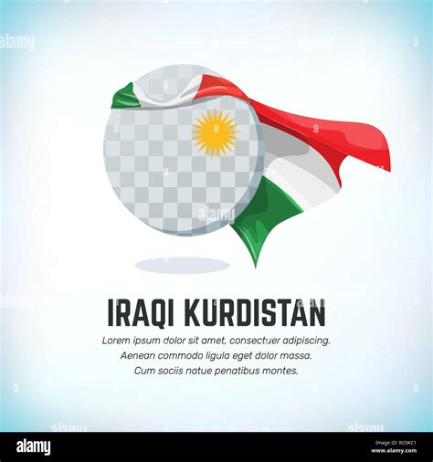 Iraqi Kurdistan flag. Round flying template with national color cloak. Can be used with logo or ...