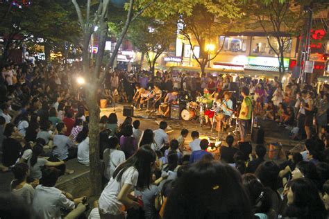 Large Drunk Bikers In Seoul's Hongdae Children's Park