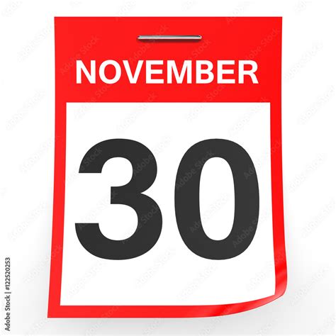 November 30. Calendar on white background. Stock Illustration | Adobe Stock