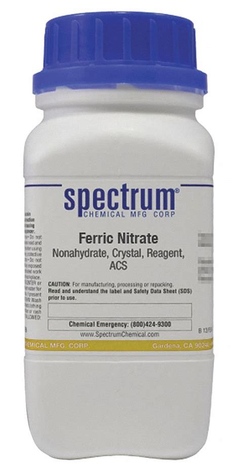 7782-61-8, 404, Ferric Nitrate, Nonahydrate, Crystal, Reagent, ACS - 6MMK3|F1030-500GM - Grainger