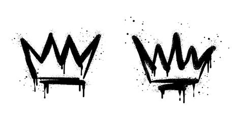 collection of Spray painted graffiti crown sign in black over white ...