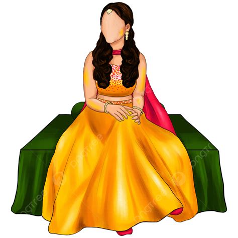 Wedding Girl For Haldi Cute Indian Bride Illustration Vector Hd Images PNG Images, Haldi ...