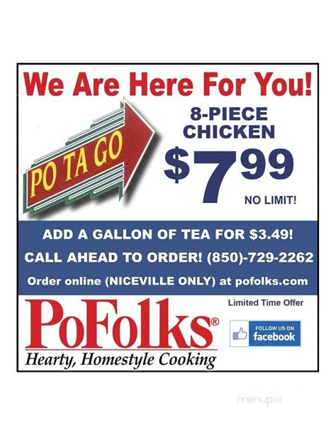 Menu of Po Folks Restaurant in Niceville, FL 32578