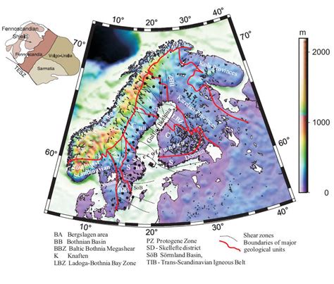 1. Sketch map of the major geological units of Fennoscandia based on ...