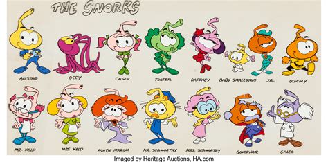 The Snorks 14-Character Master Color Model/Size Comparison Cel | Lot #63345 | Heritage Auctions