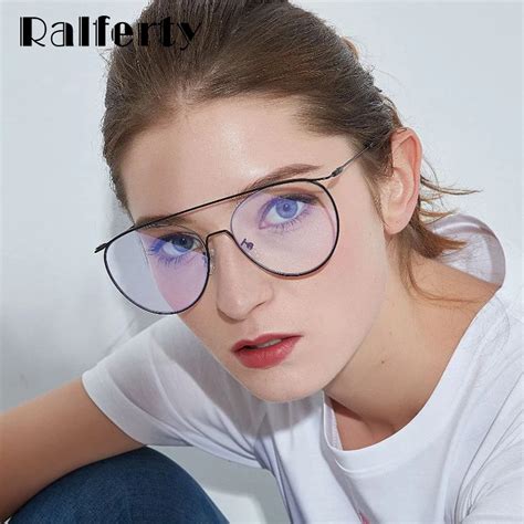 Ralferty Unique Round Eyeglasses Frames Women Metal Eyewear Frame Oversized Prescription Glasses ...