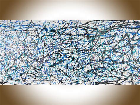 Blue painting Abstract Jackson Pollock style 72 silver | Etsy