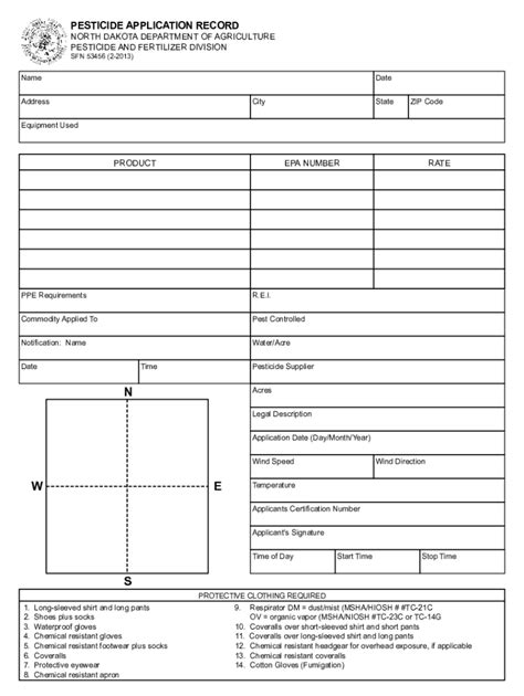 Pesticide Spray Record Sheet