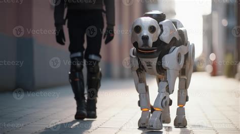 white dog robot walking city 22082124 Stock Photo at Vecteezy