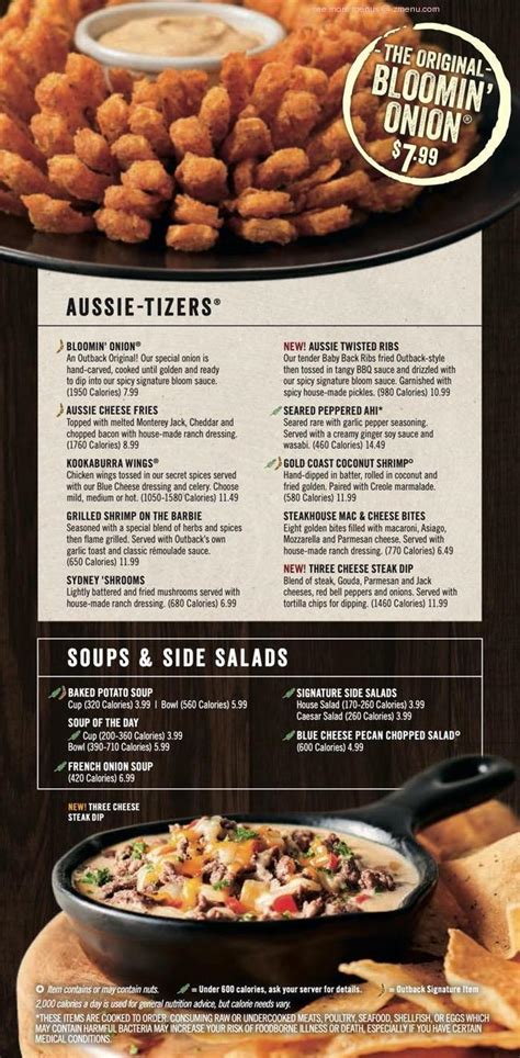 Printable Outback Menu - Printable Templates