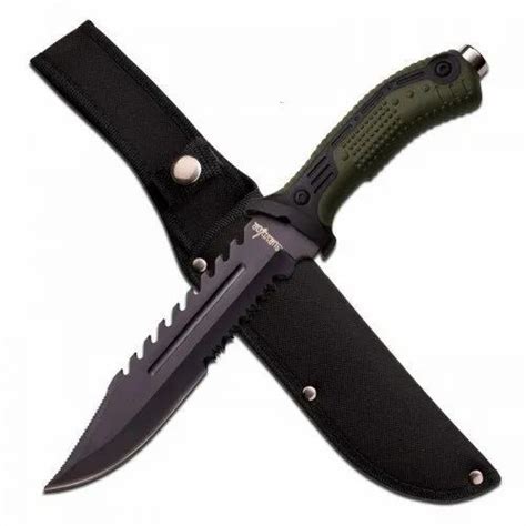 Survivor 12.75 Inch Fixed Blade Tactical Survival Knife Dark Green Rubber Nylon Fiber Handle at ...