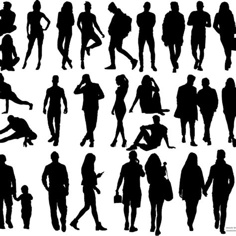 People Silhouettes Photoshop Brushes | Silhouette people, Vector ...