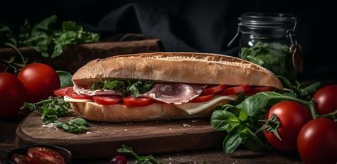 Premium AI Image | Delicious italian sandwich with mortadella soft cheese and tomatoes