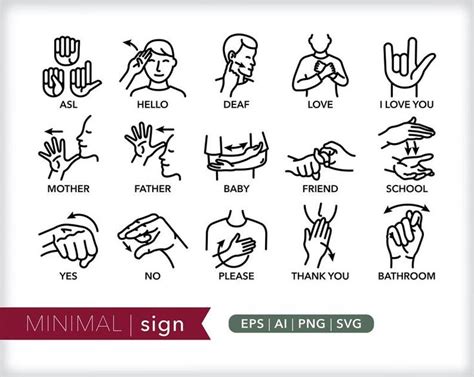 Sign Language Icons ASL Communication Icon Illustrations - Etsy | Lenguaje de señas, Abecedario ...