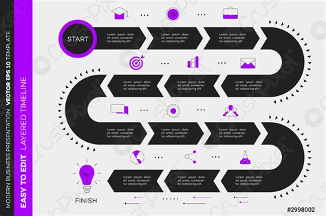 Layered Infographic Timeline Vector Roadmap, Template For Modern ...