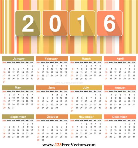 Download 2016 Calendar Template by 123freevectors on DeviantArt