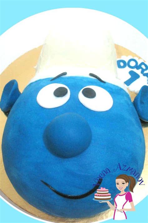 Smurf Face Cake - Cake Decorating Tutorials - Veena Azmanov