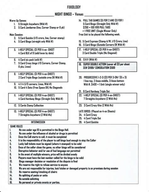 Bingo Games & Rules - FIXIOLOGY