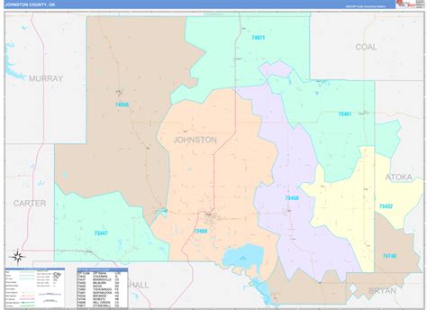 Wall Maps of Johnston County Oklahoma - marketmaps.com