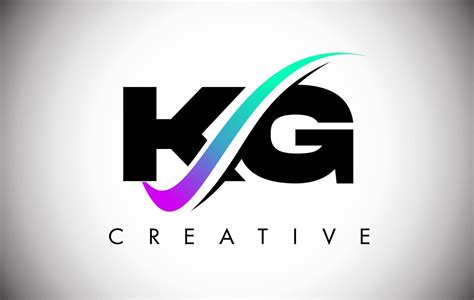 KG Letter Logo with Creative Swoosh Curved Line and Bold Font and ...