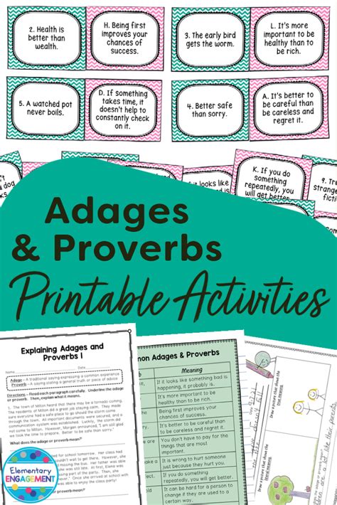 Adages and Proverbs Centers, Worksheets, and Figurative Language ...