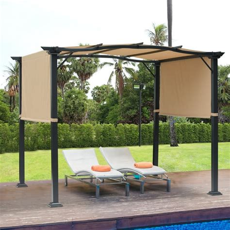 Outsunny 8' x 9' Outdoor Pergola Gazebo with Sun Shades, Patio Steel Canopy Shades - Walmart.com ...