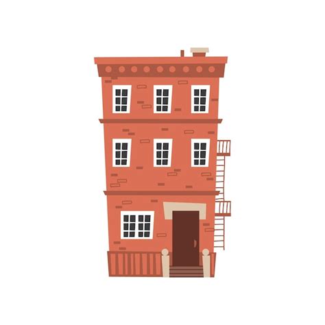 Premium Vector | Cartoon brick multistorey house icon vector illustration drawing by hand on a ...