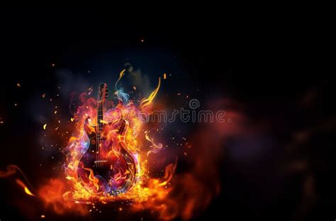 Acoustic Guitar in Fire and Water High Resolution Acoustic Guitar in Fire and Water Illustration ...