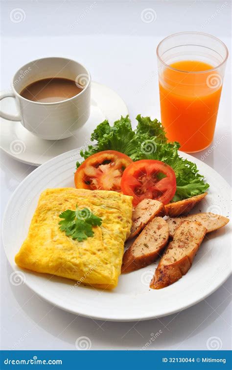 Omelet with coffee stock photo. Image of drink, plate - 32130044