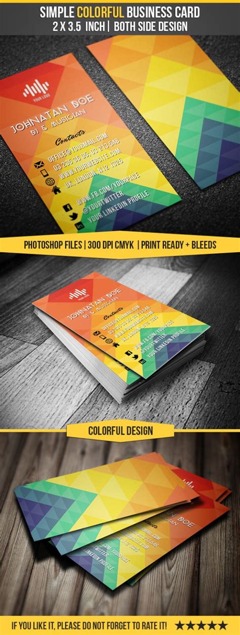 Colorful Business Card PSD Template Musician Singer Dj - Etsy